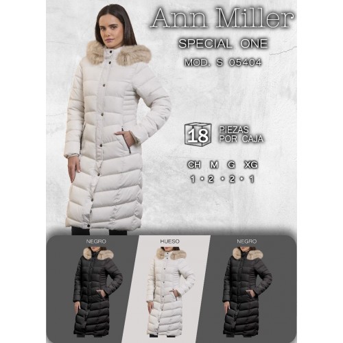 Chamarra Larga Acolchada para Dama con Gorro y Peluche Invierno, Térmica y Elegante  Con Forro de Peluche.  Calidad PREMIUM Gorro Desmontable.  Venta al por  mayor 05404 