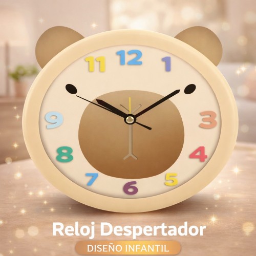 Reloj Despertador Infantil Diseño de Oso por Mayoreo 0650