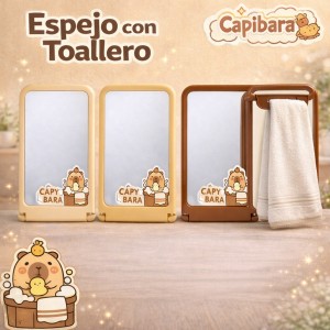 Espejo con Toallero Diseño Capybara por Mayoreo 0775