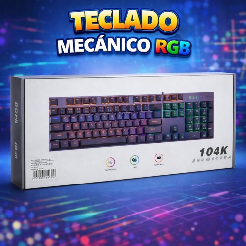 Teclado Mecánico RGB 104 Teclas Gamer por Mayoreo – Código 10002 Teclado Mecánico RGB 104 Teclas Gamer por Mayoreo – Código 10002