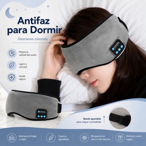 Antifaz para dormir con audifonos Inalambricos bluetooth, Ideal para descanso, viaje. Colores variados. Venta por mayoreo