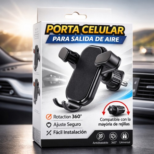 Soporte Celular para Ventila de Auto con Rotación 360° por Mayoreo – Código 10172 Soporte Celular para Ventila de Auto con Rotación 360° por Mayoreo – Código 10172