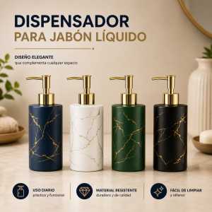 Dispensador de jabón líquido con diseño tipo mármol por mayoreo