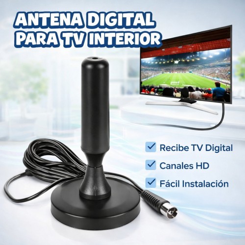 Antena HD de iman para TV 5m de cable con base imantada coaxial. Venta por mayoreo 10367