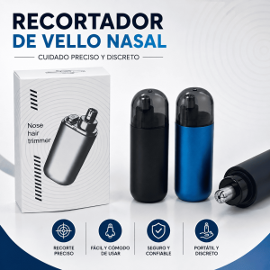 Recortador de vello nasal con diseño compacto y cabezal de corte visible, ideal para cuidado personal y retoques diarios. Venta por mayoreo