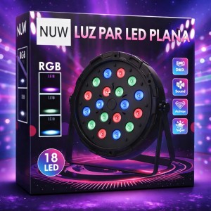 Luz LED Plana RGB 18 LEDs Profesional DMX por Mayoreo 10508