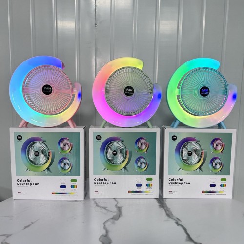 Ventilador eléctrico con luz RGB recargable carga USB de escritorio MAYOREO 10627