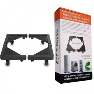 Soporte metálico ajustable con ruedas y frenos. Ideal para lavadoras, refrigeradores o secadoras. Resistente, estable y fácil de mover. Venta por mayoreo ZE-1609