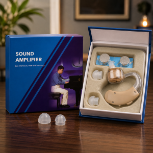 Audífono auxiliar auditivo portátil con accesorios incluidos y diseño cómodo. Ideal para uso diario. Venta por mayoreo
