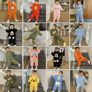 Pijama térmica infantil de felpa con personajes surtidos, pijama de invierno para niños. Venta por mayoreo 11-11-CSM