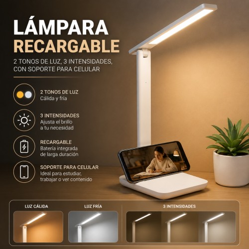 Lámpara Recargable con Soporte para Celular por Mayoreo Lámpara Recargable con Soporte para Celular por Mayoreo