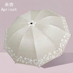 Paraguas plegable con estampado floral y protección UV, colores surtidos, diseño compacto y elegante, venta al por mayor 11382-6