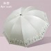 Paraguas rosa plegable con diseño floral, resistente al sol y lluvia, estilo femenino y elegante, venta al por mayor 11382-7