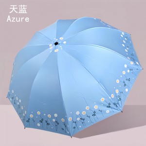 Paraguas rosa plegable con diseño floral, resistente al sol y lluvia, estilo femenino y elegante, venta al por mayor 11382-7
