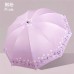 Paraguas rosa plegable con diseño floral, resistente al sol y lluvia, estilo femenino y elegante, venta al por mayor 11382-7
