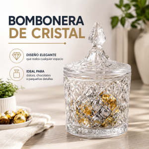 Bombonera decorativa transparente con tapa por mayoreo