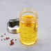 Aceitero con tapa antigoteo de vidrio y acero inoxidable. Ideal para aceite, vinagre o salsa de soya. Diseño moderno y funcional. 11491