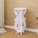 Soporte decorativo para maceta o florero estilo vintage, base de MDF desmontable en color blanco mesa de te con jarron , venta al por mayor 11915
