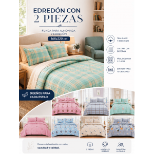 Edredón con 2 Piezas Diseño Moderno Suave y Confortable por Mayoreo