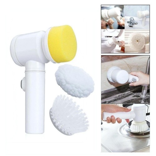 Cepillo eléctrico portátil para limpieza profunda en cocina, baño, azulejos, grifos y más. Incluye 3 cabezales intercambiables: esponja suave, cepillo de cerdas y almohadilla para diferentes superficies. VENTA AL POR MAYOR  12-S0022