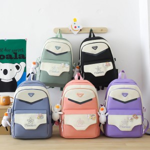 Set de mochilas escolares 5 en 1 para niña o adolescente con diseño de conejo, incluye mochila, bolsa, lonchera, lapicera y pouch, modelo 12685-5, venta por mayoreo