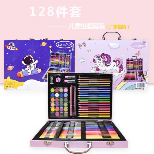 Juego de dibujo set de pinturas y colores para niños de 128 piezas diseños variados al por mayor