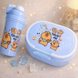 Set Lunch Capybara con Botella y Lonchera por Mayoreo 1287