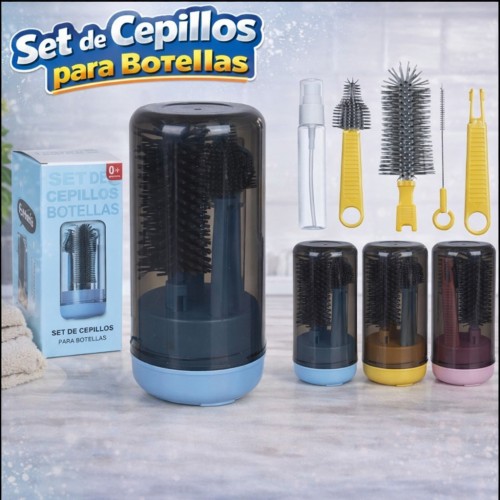 Set de Cepillos Limpiadores para Botellas con Estuche Compacto Venta por Mayoreo 12918