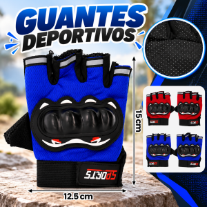 Guantes deportivos de medio dedo de 15 x 12.5 cm con protección en nudillos, ideales para actividades deportivas. Venta por mayoreo