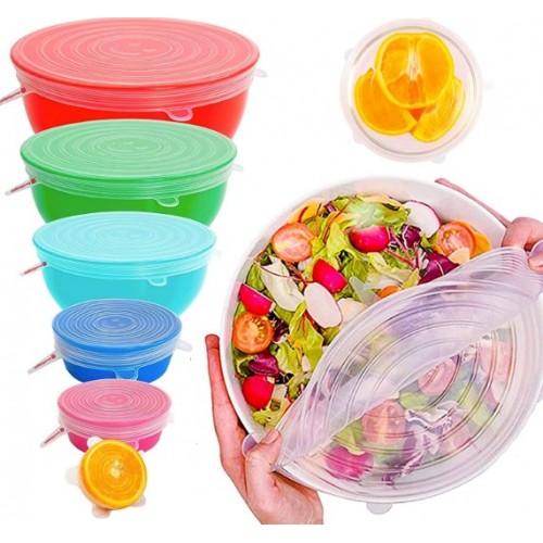 Juego de 6 tapas elásticas de silicona multifuncionales para cocina W-CBX1366