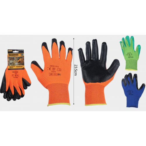 Guantes de trabajo con recubrimiento antideslizante, resistentes y cómodos para construcción, jardinería o mecánica. Talla 9"  Venta por mayoreo modelo 13718