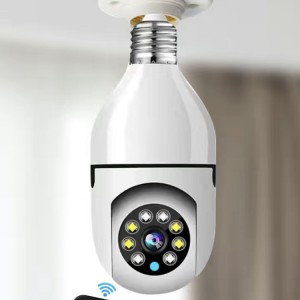 Cámara de seguridad tipo foco con visión nocturna Conexión WiFi, detección de movimiento y audio bidireccional  Cámara inteligente giratoria para hogar y oficina Venta al por mayor  34142-104