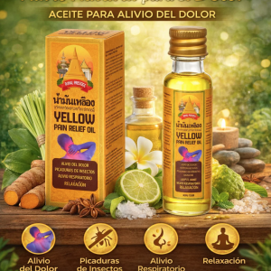Aceite Yellow Pain Relief Oil de 10 ml, presentación compacta ideal para uso personal. Venta por mayoreo 