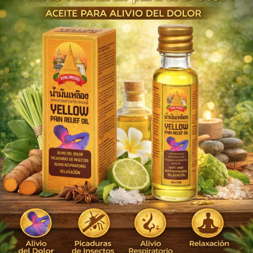 Aceite Yellow Pain Relief Oil de 10 ml, presentación compacta ideal para uso personal. Venta por mayoreo Aceite Yellow Pain Relief Oil de 10 ml, presentación compacta ideal para uso personal. Venta por mayoreo