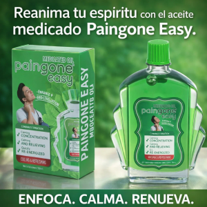 Aceite energizante Paingone Easy Medicated Oil 20 ml en frasco, efecto refrescante y revitalizante, ideal para uso personal y distribución. Venta por mayoreo 14192