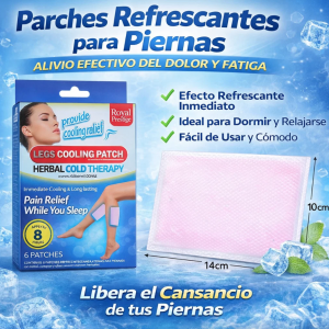 Parche refrescante para piernas Royal Prestige, 6 piezas de 10x14 cm, efecto frío prolongado hasta 8 horas, cómodo y flexible. Venta por mayoreo 14193
