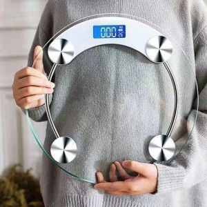 Báscula digital de vidrio templado con pantalla LCD retroiluminada, peso corporal hasta 180 kg venta por mayoreo 14613-1