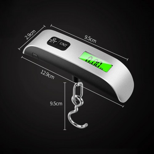 Balanza electrónica portátil de mano con pantalla LCD hasta 50 kg / 110 lb para maletas y paquetería venta por mayoreo 14613-9