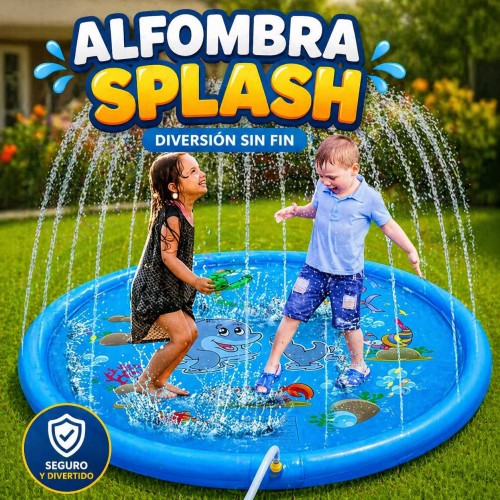 Tapete Alfombra de Agua Infantil con Aspersores Tipo Fuente diametro 170 CM– Splash Pad para Jardín de PVC