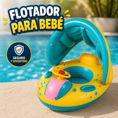Flotador Inflable desmontable Infantil con Techo y Volante de PVC – Piscina Flotante con Sombrilla