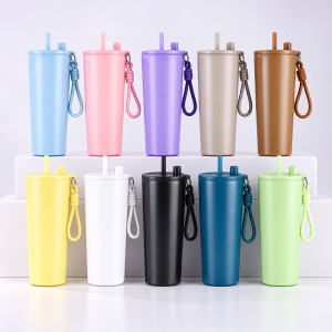 Vaso Térmico de 710 ml con Popote, Cordón y Colores Surtidos por Mayoreo