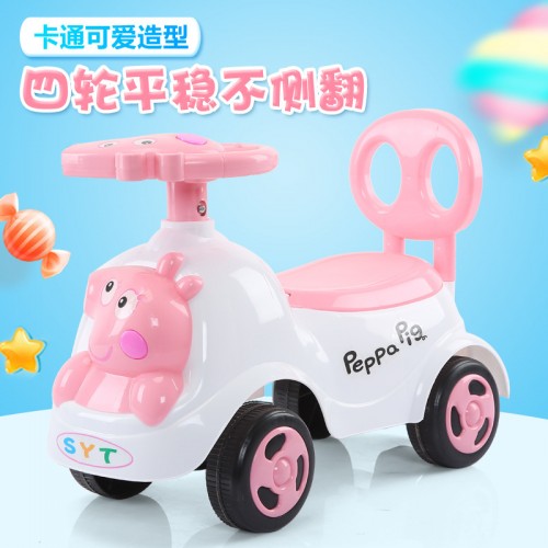 Coche giratorio para niños de 1 a 3 años, coche de juguete de cuatro ruedas deslizante, para bebés con música, coche Pepa Pig Cod. 155