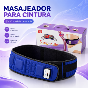 Masajeador ajustable para cintura con diseño envolvente de cinturon, zonas acolchadas y módulo frontal. Venta por mayoreo
