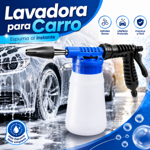 Lavadora para carro tipo pistola rociadora con depósito y boquilla frontal para limpieza automotriz. Venta por mayoreo