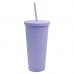 Vaso tipo liso texturizado de 1 litro con popote reutilizable, diseño moderno, colores variados, ideal para bebidas frías o calientes. Venta por mayoreo. 1645