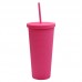 Vaso tipo liso texturizado de 1 litro con popote reutilizable, diseño moderno, colores variados, ideal para bebidas frías o calientes. Venta por mayoreo. 1645