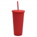Vaso tipo liso texturizado de 1 litro con popote reutilizable, diseño moderno, colores variados, ideal para bebidas frías o calientes. Venta por mayoreo. 1645