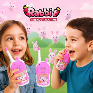 Walkie Talkies infantiles diseño conejo, radio de juguete modelo 168-2, set de comunicación para niños – paquete de 2 piezas. Venta por mayoreo