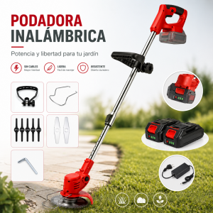 Cortadora de césped desbrozadora inalámbrica recargable ideal para jardín. Incluye accesorios y batería. Fácil de usar. Venta por mayoreo