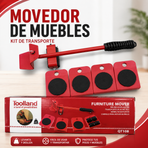 Kit movedor de muebles con palanca y cuatro bases deslizantes, ideal para facilitar el desplazamiento de muebles. Venta por mayoreo